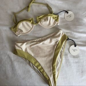 Tularosa cream and green bikini set